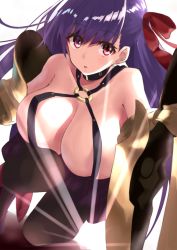10s 1girl bare_shoulders black_pantyhose breasts claws cleavage fate/extra fate/extra_ccc fate_(series) hair_ribbon huge_breasts long_hair looking_at_viewer o-ring o-ring_top pantyhose parted_lips passionlip_(fate) purple_hair red_eyes red_ribbon revealing_clothes ribbon shunichi solo sunburst very_long_hair rating:Sensitive score:13 user:danbooru