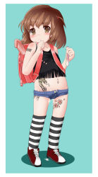 1girl backpack bag barcode condom cum cum_on_body cum_on_lower_body dildo eyebrows flower full_body fund_(fund_tardis) heart highres holding holding_condom loli looking_at_viewer navel navel_piercing original piercing randoseru sex_toy shadow shoes short_shorts shorts simple_background socks solo stain standing striped_clothes striped_socks tattoo thumb_sucking used_condom vibrator rating:Explicit score:51 user:Domestic_Importer