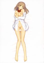  00s 1girl bare_shoulders barefoot breasts_squeezed_together breasts cleft_of_venus dress_shirt female_pubic_hair full_body hayate_no_gotoku! highres nipples open_clothes open_shirt panties panty_pull pubic_hair pussy shirt solo tony_taka uncensored underwear  rating:Explicit score:27 user:puff-chan