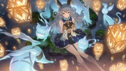  1girl 5others animal_ears blue_hair ferry_(granblue_fantasy) granblue_fantasy granblue_fantasy_versus:_rising multiple_others official_art water 