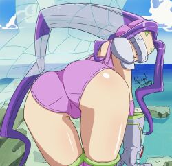 1girl ass ass_focus digimon digimon_(creature) digimon_frontier fairimon gloves head_wings highres long_hair mask nanaeljustice solo wings  rating:Questionable score:20 user:Chaos11