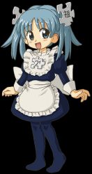  1girl apron black_background blue_hair blush_stickers happy kasuga_(kasuga39) looking_at_viewer maid open_mouth puzzle simple_background smile solo twintails waist_apron wikipe-tan wikipedia  rating:Sensitive score:12 user:weirdozzie
