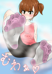 blush feet foot_focus foot_sweat highres kanokke loli no_shoes pov smell socks soles spread_toes sweat tagme toes rating:Questionable score:42 user:sakuri