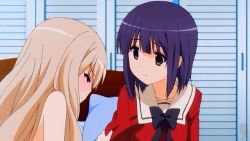 2girls animated animated_gif kawamura_reo kiss long_hair multiple_girls sawaguchi_mai school_uniform short_hair sono_hanabira_ni_kuchizuke_wo yuri rating:Questionable score:60 user:fapsam