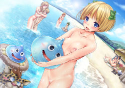  2boys 6+girls assisted_exposure beach beach_umbrella bianca_(dq5) blonde_hair blue_eyes blush blush_stickers bob_cut borongo braid breasts brother_and_sister closed_eyes cloud collins_(dq5) convenient_censoring covering_breasts covering_crotch covering_privates day deborah_(dq5) dragon_quest dragon_quest_v flora_(dq5) healslime hero&#039;s_daughter_(dq5) hero&#039;s_son_(dq5) hug hug_from_behind innertube lens_flare loli long_hair looking_at_viewer maria_(dq5) mother_and_daughter mother_and_son multiple_boys multiple_girls nagatu_usagi nipples nude nudist ocean open_mouth outdoors pussy short_hair shota siblings single_braid sky slime_(dragon_quest) small_breasts smile square_enix swim_ring time_paradox umbrella uncensored undressing wading water wet 