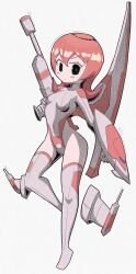  1girl absurdres animeretrograde bodysuit highres mecha_musume original retro_artstyle screentones shmup shmup_girl silver_hawk 