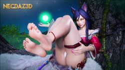  1girl 3d ahri_(league_of_legends) animated barefoot blue_hair feet game highres league_of_legends necdaz91 soles tagme tail toes video yellow_eyes  rating:Questionable score:219 user:Chalice_Cum_Dungeon