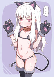  ... 1girl absurdres animal_collar animal_ears animal_hands belt_collar bikini black_bikini blush breasts cat_ears closed_mouth collar cowboy_shot fake_animal_ears female_focus fire_emblem fire_emblem:_three_houses flat_chest gloves hands_up highres legs_together loli long_hair looking_at_viewer lysithea_von_ordelia navel nintendo paw_gloves pink_eyes simple_background small_breasts solo speech_bubble spoken_ellipsis standing swimsuit tail thighhighs wagashi_(dagashiya) white_hair  rating:Sensitive score:254 user:danbooru