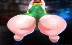  1girl 2023 aeondud animated anus anus_peek arched_back arms_up artist_name ass ass_focus back backboob bare_shoulders beret blonde_hair blurry blurry_background boots braid braided_ponytail breasts cameltoe cammy_stretch_(meme) cammy_white capcom city cleft_of_venus combat_boots commentary curvy depth_of_field english_commentary female_focus fingerless_gloves from_behind gloves green_leotard hat highleg highleg_leotard highres huge_ass large_breasts leotard lips long_hair moaning music outdoors shiny_skin skin_tight sleeveless solo sound street_fighter street_fighter_6 stretching sweat thick_thighs thighs thong_leotard twin_braids very_long_hair video wide_hips 