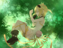 10s 1girl akitaka_(pixiv12739753) asymmetrical_gloves black_hairband black_neckwear blonde_hair boots brown_gloves dress edna_(tales) closed_eyes from_above gloves grass green_ribbon hair_between_eyes hair_ribbon hairband highres lying on_side one_side_up ribbon short_hair sleeping solo sundress tales_of_(series) tales_of_zestiria uneven_gloves white_dress yellow_ribbon rating:Sensitive score:10 user:danbooru