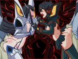 10s 2boys 2girls artist_request ass ass_grab black_eyes black_hair blue_eyes blush breasts clothed_sex eye_contact group_sex holding_hands kill_la_kill kiryuuin_satsuki large_breasts legs long_hair looking_at_another matoi_ryuuko multicolored_hair multiple_boys multiple_girls no_panties open_mouth saliva sex simple_background skirt standing thighs vaginal rating:Explicit score:29 user:Ynyswydryn