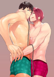 10s 2boys bad_id bad_pixiv_id boxer_briefs briefs brown_hair bulge chain collar erection erection_under_clothes free! green_eyes hug looking_at_viewer male_focus male_underwear matsuoka_rin megumi-square multiple_boys no_pants polka_dot red_eyes red_hair topless_male short_hair tongue underwear yamazaki_sousuke yaoi rating:Questionable score:34 user:danbooru
