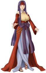  absurdres alternate_breast_size breasts commission commissioner_upload dress fire_emblem fire_emblem:_path_of_radiance fire_emblem:_radiant_dawn headband highres large_breasts long_hair nail_polish nintendo aged_up purple_hair sanaki_kirsch_altina sandals very_long_hair yellow_eyes  rating:Sensitive score:4 user:rixina09