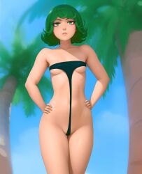  1girl blush breasts cameltoe cleft_of_venus covered_erect_nipples geshkaw geshtar green_hair hands_on_own_hips highres looking_at_viewer one-piece_swimsuit one-punch_man short_hair small_breasts solo swimsuit tatsumaki  rating:Questionable score:34 user:Cancerouscrab