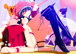 2girls all_fours bdsm belt blue_hair blue_legwear book bound bound_legs bow breasts breasts_out bright_pupils brown_hair censored closed_mouth commission covered_face cross-laced_clothes cross-laced_legwear cup dominatrix doremy_sweet femdom hair_bow hakurei_reimu hanging_breasts heart heart_censor high_heels highres holding holding_book holding_cup human_chair human_furniture large_breasts leaning_back crossed_legs medium_hair multiple_girls navel nipples nude pink_headwear purple_eyes pussy_juice pussy_juice_puddle pussy_juice_trail reading red_bow sitting sitting_on_person skeb_commission skindentation sweat tail teacup thigh_strap thighhighs touhou white_pupils wristband yassy yuri rating:Explicit score:76 user:danbooru