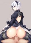  1boy 1girl android animated anus ass back black_dress black_thighhighs blindfold boots breasts censored clothed_female_nude_male clothing_aside cowgirl_position dress gloves hetero high_heel_boots high_heels kippuru lk_(lk00) long_sleeves medium_breasts mole mole_under_mouth mosaic_censoring nier:automata nier_(series) nude panties panties_aside pointless_censoring puffy_sleeves sex short_hair simple_background skindentation square_enix straddling thigh_boots thighhighs underwear upskirt vaginal video white_gloves white_hair white_panties 2b_(nier:automata)  rating:Explicit score:276 user:HerrBlitzDiktator