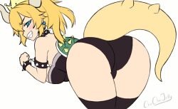  animated animated_gif ass bent_over bowsette chuchujellyart genderswap looking_at_viewer looking_back mario_(series) new_super_mario_bros._u_deluxe nintendo okamura_(okamura086) tail teasing thick_thighs thighhighs thighs 