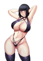  1girl armpits arms_up artist_request black_hair breasts formal highres huge_breasts hyuuga_hinata purple_eyes naruto_(series) nico-mo solo source_request suit swimsuit tagme thighhighs  rating:Questionable score:182 user:direwolfatchatro