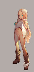 1girl absurdres blonde_hair blush breasts censored cleft_of_venus female_focus flat_chest full_body highres loli muk_(monsieur) nude pussy simple_background small_breasts solo rating:Explicit score:313 user:Panty_worm