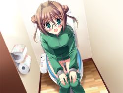 1girl blush game_cg glasses indoors no_pussy solo tagme toilet uncensored rating:Explicit score:10 user:Aurora_