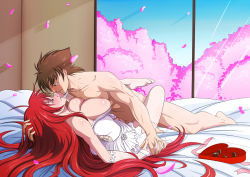  10s 1boy 1girl ahoge bare_shoulders blue_eyes blush box breast_on_chest breast_press breasts breasts_out bridal_gauntlets bride brown_hair cherry_blossoms chocolate cleavage clothed_female_nude_male clothed_sex commission corset couple dress eye_contact glass_door hand_on_another&#039;s_head happy_sex heart heart-shaped_box hetero high_school_dxd highres holding_hands huge_breasts hyoudou_issei indoors interlocked_fingers kiss large_breasts leg_lock long_hair looking_at_another lying missionary muscular nipples nude on_back on_bed oo_sebastian_oo open_mouth parted_lips penis petals red_hair rias_gremory saliva saliva_trail sex short_hair thighhighs tree uncensored vaginal very_long_hair wedding_dress white_thighhighs yellow_eyes  rating:Explicit score:159 user:danbooru