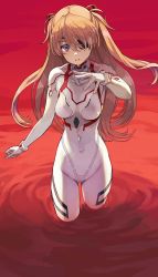 1girl artist_request blue_eyes blush bodysuit breasts brown_hair covered_navel cowboy_shot evangelion:_3.0+1.0_thrice_upon_a_time eyepatch floating_hair gloves hair_between_eyes hair_ornament lcl long_hair looking_at_viewer medium_breasts neon_genesis_evangelion one_eye_covered plugsuit rebuild_of_evangelion shiny_clothes skin_tight solo souryuu_asuka_langley twintails two_side_up very_long_hair white_bodysuit white_gloves rating:Sensitive score:10 user:fakyuh