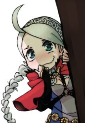  1girl ahoge capelet colorfag fire_emblem fire_emblem_fates hairband harness hood hooded_capelet nina_(fire_emblem) nintendo o-ring o-ring_harness official_art parted_bangs red_capelet red_hood solo white_hair  rating:General score:4 user:liquid_greyhound