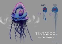 1girl alternate_form alternate_universe artist_name character_name commentary comparison creatures_(company) english_commentary english_text follyknight game_freak gen_1_pokemon grey_background highres jellyfish nintendo no_humans pokemon pokemon_(creature) pokemon_sm portuguese_man_o&#039;_war simple_background solo tentacles tentacool