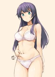 10s 1girl agano_(kancolle) aqua_eyes armpits bare_shoulders belly_grab blue_hair blunt_bangs blush bow bow_bra bow_panties bra breasts cleavage collarbone embarrassed female_focus kantai_collection lace lace-trimmed_panties lace_trim large_breasts long_hair navel panties pinching simple_background sketch solo standing sweatdrop takayaki underwear underwear_only weight_conscious white_bra white_panties rating:Questionable score:67 user:danbooru