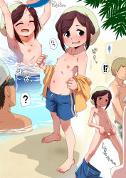  !? 1girl 2boys :d :q ? armpits arms_up asymmetrical_hair ball barefoot beach beachball black_hair blue_eyes blue_male_swimwear blue_one-piece_swimsuit blue_swim_trunks breasts brown_hair censored closed_eyes collarbone crossdressing dot_nose drawstring exhibitionism faceless faceless_male flat_chest from_side full_body girl+boy_peeing_together goggles green_headwear green_male_swimwear green_swim_trunks headwear_request heart heart_censor highres hood hoodie leaf_print loli looking_at_viewer looking_to_the_side lower_teeth_only male_swimwear male_swimwear_around_leg male_swimwear_challenge motion_lines multiple_boys multiple_views navel nipples one-piece_swimsuit open_clothes open_hoodie open_mouth orange_hoodie original outdoors partially_submerged pee peeing pool print_male_swimwear print_swim_trunks print_swimsuit public_indecency pussy shadow single_vertical_stripe small_breasts smile speech_bubble splashing spoken_question_mark spread_pussy standing striped_clothes striped_one-piece_swimsuit swim_cap swim_trunks swim_trunks_around_leg swimming_goggles swimsuit swimsuit_around_one_leg teeth toes toilet_use tongue tongue_out topless uchuu_ika unzipped upper_body urinal urinal_use vertical-striped_clothes vertical-striped_one-piece_swimsuit wading watching water wet white_headwear zipper zipper_pull_tab  rating:Explicit score:382 user:akarin_akari