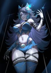  1girl absurdres animal_ear_fluff animal_ears blue_eyes blue_fire blue_hair blue_skin breasts chain choker collar colored_skin curvy fire highres indie_virtual_youtuber large_breasts nifurawa piercing scar scar_across_eye solo spikes spite_(vtuber) spite_(vtuber)_(1st_costume) tail tattoo thighs virtual_youtuber wide_hips wolf_ears wolf_girl wolf_tail  rating:General score:13 user:Kiransummon