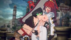  2girls 3d animated black_hair breast_sucking breasts breasts_out cleavage fingering fingerless_gloves gloves green_eyes guilty_gear guilty_gear_strive hairdressing hat highres i-no jack-o&#039;_valentine large_breasts looping_animation medium_breasts multiple_girls nipples outdoors red_hair rouge_nine sound sunglasses tagme video wallimog witch_hat yuri  rating:Explicit score:342 user:SylvanDragon