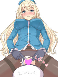 10s 1girl admiral_(kancolle) atago_(kancolle) beret black_gloves blonde_hair blue_eyes breasts censored clothing_aside covered_erect_nipples gloves hat heart heart_censor highres impossible_clothes impossible_shirt kantai_collection kupaa large_breasts long_hair looking_at_viewer looking_down melopun out_of_frame panties panties_aside panties_under_pantyhose pantyhose pussy shirt smile solo_focus spread_pussy torn_clothes torn_legwear translation_request underwear white_panties rating:Explicit score:20 user:danbooru