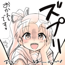  1girl anal anal_fisting femdom fisting loli looking_at_viewer monochrome open_mouth pov smile toda_kazuki translation_request  rating:Questionable score:14 user:Gaudy