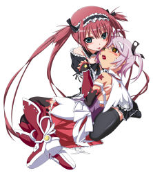 2girls after_kiss airi_(queen&#039;s_blade) airi_(queen's_blade) airi_(the_infernal_temptress) black_legwear boots cute_(queen&#039;s_blade) dress frills green_eyes hairband highres kneeling long_hair maid multicolored_eyes multiple_girls open_mouth purple_hair queen&#039;s_blade queen&#039;s_blade_spiral_chaos red_eyes red_hair saliva saliva_trail shirosame short_hair side_ponytail smile star-shaped_pupils star_(symbol) symbol-shaped_pupils tattoo thighhighs tongue twintails yellow_eyes yuri rating:General score:47 user:danbooru