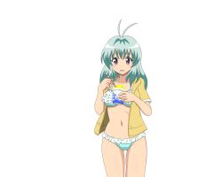 1girl bikini female_focus food green_hair highres ice_cream legs long_hair open_mouth run_elsie_jewelria simple_background solo swimsuit third-party_edit to_love-ru rating:Sensitive score:7 user:spotless