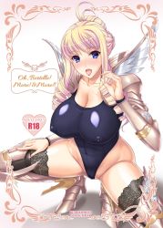  armor bertille_althusser blonde_hair blue_eyes blush breasts covered_erect_nipples drill_hair fellatio_gesture hair_bun highres komori_kei large_breasts leotard long_hair looking_at_viewer nail_polish open_mouth pussy_juice single_hair_bun spread_legs squatting swimsuit thighhighs tongue tongue_out walkure_romanze wet  rating:Explicit score:37 user:Kafka0712