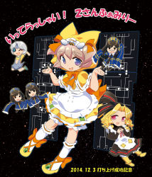  6+girls :d ^_^ black_hair blonde_hair brown_hair character_request chibi closed_eyes commentary_request dei_shirou drill_hair closed_eyes hat hayabusa_(spacecraft) hayabusa_2_(spacecraft) highres long_hair minerva_(spacecraft) multiple_girls open_mouth original personification purple_eyes red_eyes satellite short_hair silver_hair smile spacecraft translation_request 