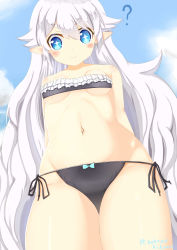  1girl ? absurdres arms_behind_back black_panties blue_eyes blush breasts elsword highres long_hair looking_at_viewer panties pointy_ears small_breasts smile solo star-shaped_pupils star_(symbol) symbol-shaped_pupils thighs underboob underwear very_long_hair white_hair  rating:Sensitive score:21 user:ga2008