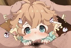  1boy 1girl blush brown_hair censored clothed_female_nude_male cum cum_in_mouth cum_in_nose cumdrip deepthroat eyebrows fellatio from_above granblue_fantasy green_eyes hand_on_another&#039;s_head harvin heart heart-shaped_pupils hetero highres irrumatio loli looking_at_viewer male_pubic_hair mosaic_censoring nude oral penis pov pov_crotch pov_hands pubic_hair sierokarte solo_focus spread_legs stray_pubic_hair symbol-shaped_pupils takato_kurosuke tongue tongue_out  rating:Explicit score:238 user:Domestic_Importer