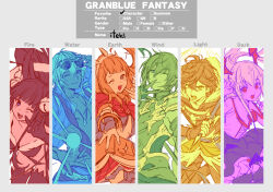 3boys 3girls ahoge alternate_color animal_ears artist_name bat_wings bell bishounen blonde_hair blue_eyes blunt_bangs book bow bridal_gauntlets brown_hair cagliostro_(granblue_fantasy) cape commentary commentary_request cowboy_shot energy_ball english_text erune fang fingerless_gloves fox_ears fox_shadow_puppet gloves granblue_fantasy grey_background grimnir_(granblue_fantasy) grin hair_between_eyes hand_on_own_chin head_wings headband holding holding_book holding_sword holding_weapon limited_palette looking_at_viewer lucio_(granblue_fantasy) meme messy_hair midriff multiple_boys multiple_girls one_eye_closed open_book open_mouth parted_lips pointy_ears purple_eyes reaching reaching_towards_viewer red_eyes sandalphon_(granblue_fantasy) short_hair sketch skirt smile sunglasses sword tan tekki_(tki) thighhighs upper_body vampy weapon wings yuel_(granblue_fantasy)