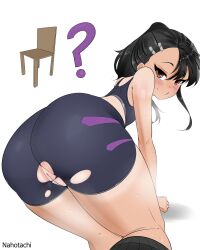  1girl absurdres ass ass_focus bike_shorts black_hair black_shorts blush brown_eyes from_behind from_below highres huge_ass ijiranaide_nagatoro-san nagatoro_hayase nahotachi please_don&#039;t_bully_me,_nagatoro shorts sweat thick_thighs thighs torn_clothes  rating:Questionable score:24 user:Nahotachi