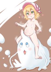  1girl absurdres artist_request blonde_hair blush breasts cum flat_chest girl_on_top highres loli nipples nude penis pregnant small_breasts tagme what  rating:Explicit score:25 user:lolipositor