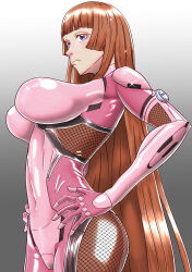  1girl absurdly_long_hair bodysuit breasts impossible_bodysuit impossible_clothes koukawa_asuka large_breasts long_hair shiny_skin solo taimanin_(series) taimanin_asagi taimanin_rpgx very_long_hair wide_hips 