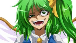  1girl bow daiyousei green_eyes green_hair hair_bow highres parody ten&#039;yoku touhou transparent_background yu-gi-oh!  rating:Sensitive score:1 user:hamsterduck