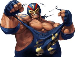 1boy dark_skin dark-skinned_male elbow_pads fatal_fury fingerless_gloves gloves highres king_of_fighters_xiii luchador_mask male_focus mask muscular official_art ogura_eisuke raiden_(snk) snk solo tattoo tearing_clothes the_king_of_fighters the_king_of_fighters_xiii torn_clothes transparent_background unitard wrestling_mask wrestling_outfit rating:Sensitive score:4 user:danbooru
