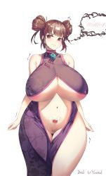 1girl areola_slip bad_id bad_pixiv_id bare_shoulders belly breasts brown_hair china_dress chinese_clothes cleavage cleft_of_venus clenched_teeth covered_erect_nipples curvy dress female_pubic_hair harry_(dudwofla) heart heart_tattoo highres huge_breasts large_areolae looking_at_viewer navel original plump pubic_hair pubic_tattoo pussy red_eyes short_hair simple_background solo spoken_blush tagme tattoo tears teeth thick_thighs thigh_gap thighs trembling uncensored underboob white_background wide_hips rating:Explicit score:123 user:danbooru