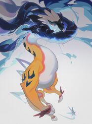  animal_focus artist_name blue_eyes closed_mouth creatures_(company) game_freak gradient_background highres looking_at_viewer moonagvaze nintendo no_humans pokemon pokemon_(creature) raging_bolt solo white_background 