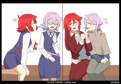 age_progression croix_meridies diooksan glasses heart highres little_witch_academia pocky_day purple_hair red_eyes reversal sitting 