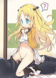  10s 1boy 1girl ? age_difference black_legwear blonde_hair blue_eyes blush bow charlotte_izoard clothed_sex clothes_lift confused cowgirl_position cum cum_in_pussy dress dress_lift girl_on_top hair_bow hetero highres indoors lifting_own_clothes loli long_hair long_sleeves lying navel on_back open_clothes open_mouth panties panties_around_leg pants parted_bangs penis pussy ryuuou_no_oshigoto! sex solo_focus straddling two_side_up underwear vaginal very_long_hair white_dress white_panties wind7626  rating:Explicit score:668 user:Domestic_Importer